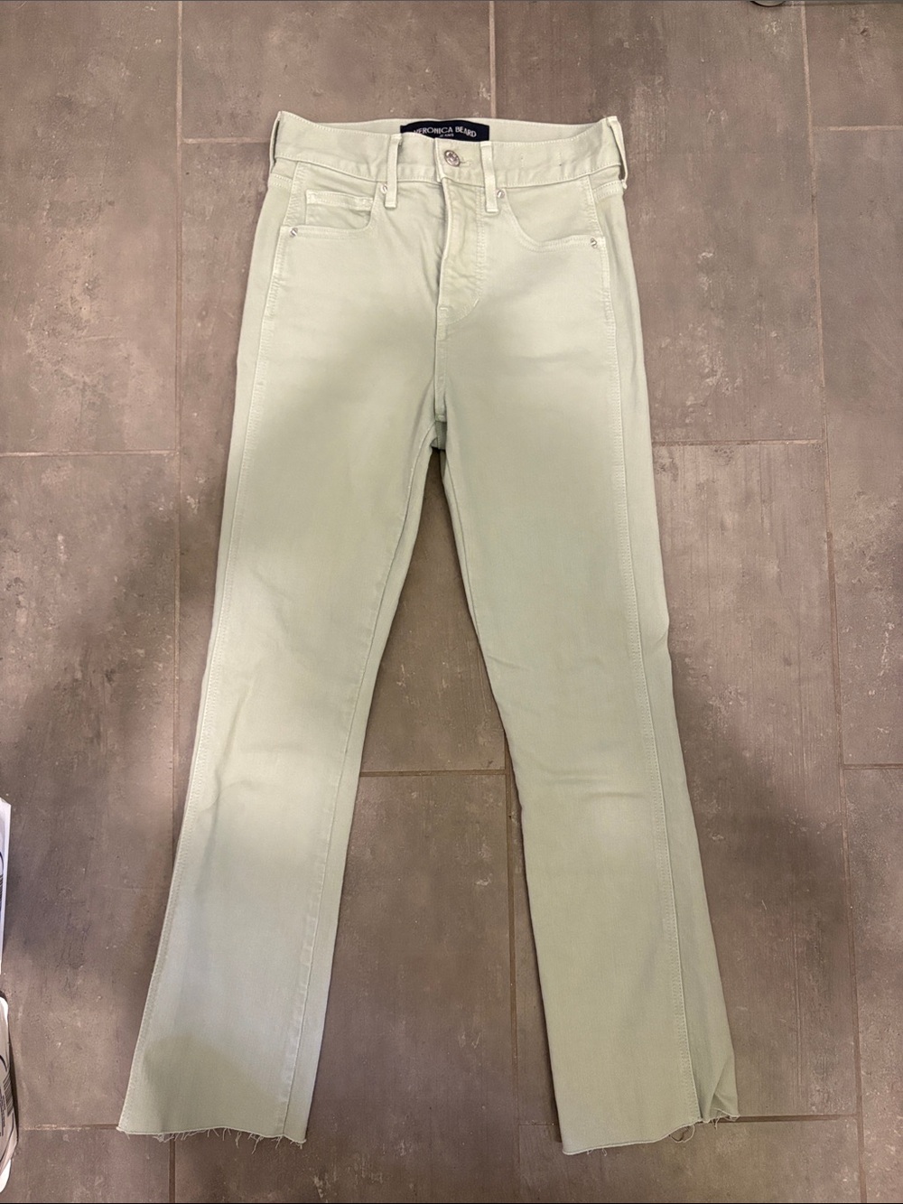 Veronica Beard Mint Green Flare Jeans